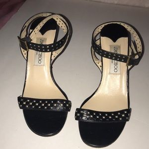 Jimmy Choo Lazer Cut Wrap around Sandals Black